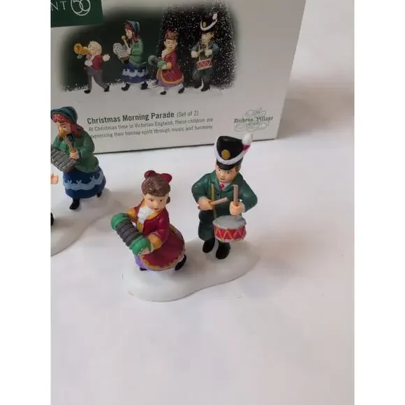 Department 56 Christmas Morning Parade 58575 Dickens Village Set Of 2 With Box - Picture 3 of 7